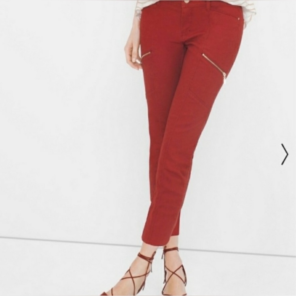 WHBM Saint Honore Jeans ~ Burnt Cinnamon ~ Skinny Crop ~ Zip Pockets ~ Size 6